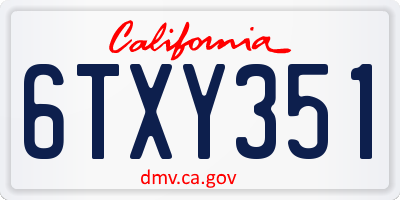 CA license plate 6TXY351