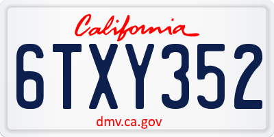 CA license plate 6TXY352