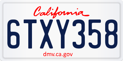 CA license plate 6TXY358