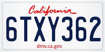 CA license plate 6TXY362