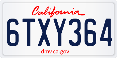CA license plate 6TXY364