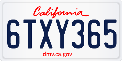 CA license plate 6TXY365