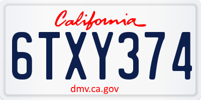 CA license plate 6TXY374