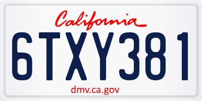 CA license plate 6TXY381
