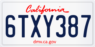 CA license plate 6TXY387