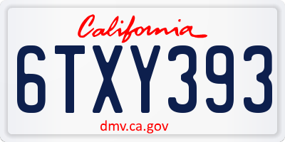 CA license plate 6TXY393