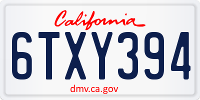 CA license plate 6TXY394