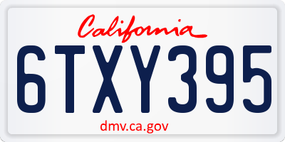 CA license plate 6TXY395