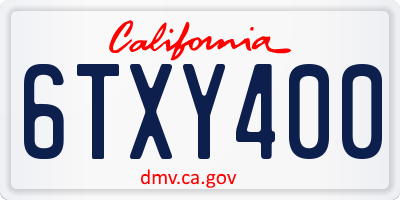 CA license plate 6TXY400