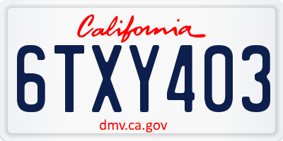 CA license plate 6TXY403