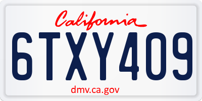 CA license plate 6TXY409