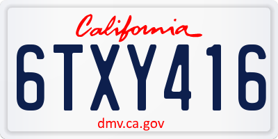 CA license plate 6TXY416