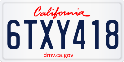 CA license plate 6TXY418