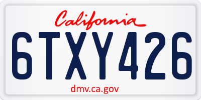 CA license plate 6TXY426