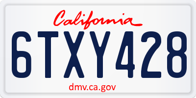 CA license plate 6TXY428