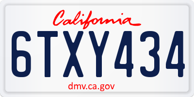 CA license plate 6TXY434