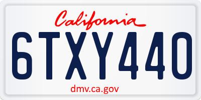 CA license plate 6TXY440