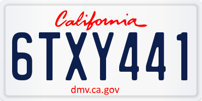 CA license plate 6TXY441