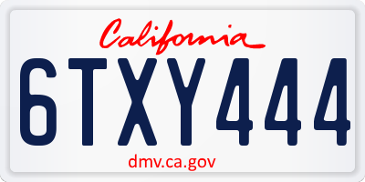 CA license plate 6TXY444