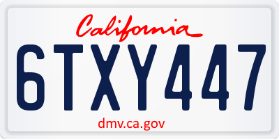 CA license plate 6TXY447