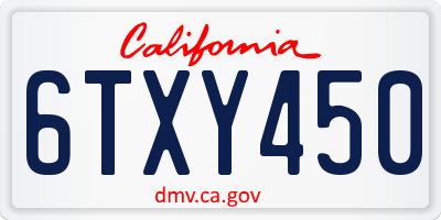 CA license plate 6TXY450