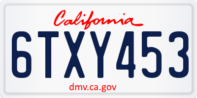 CA license plate 6TXY453
