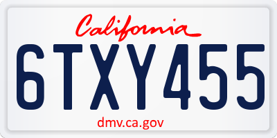 CA license plate 6TXY455