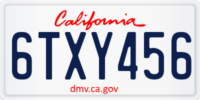 CA license plate 6TXY456