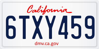 CA license plate 6TXY459
