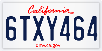 CA license plate 6TXY464