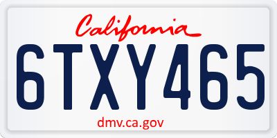 CA license plate 6TXY465