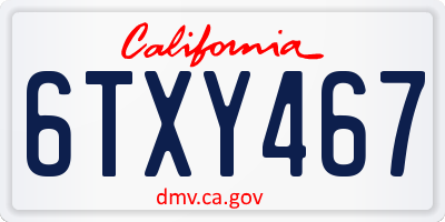 CA license plate 6TXY467