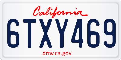 CA license plate 6TXY469