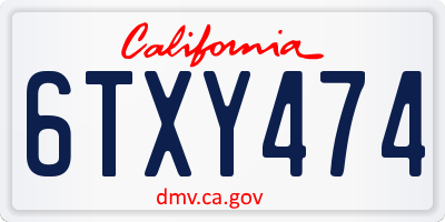 CA license plate 6TXY474