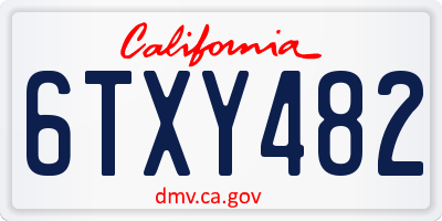 CA license plate 6TXY482