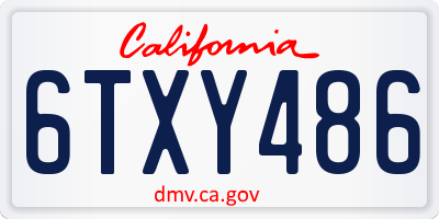 CA license plate 6TXY486