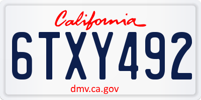CA license plate 6TXY492