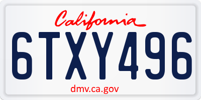 CA license plate 6TXY496