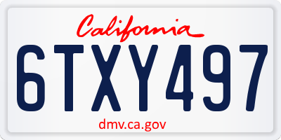 CA license plate 6TXY497