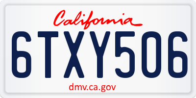 CA license plate 6TXY506