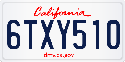 CA license plate 6TXY510
