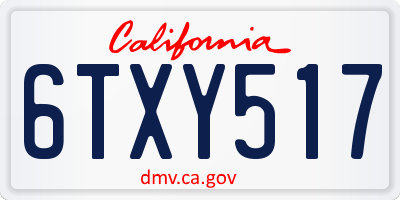 CA license plate 6TXY517