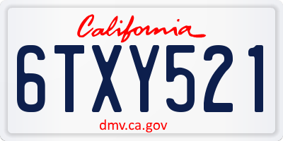 CA license plate 6TXY521