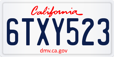 CA license plate 6TXY523
