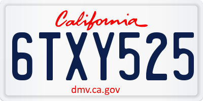 CA license plate 6TXY525