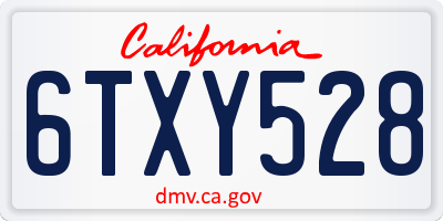 CA license plate 6TXY528