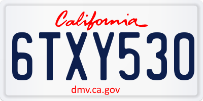 CA license plate 6TXY530