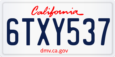 CA license plate 6TXY537