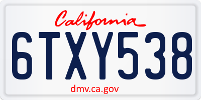 CA license plate 6TXY538