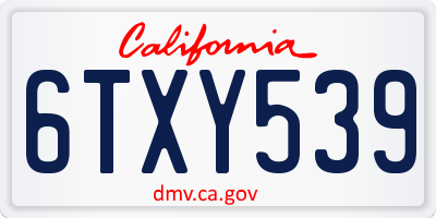 CA license plate 6TXY539